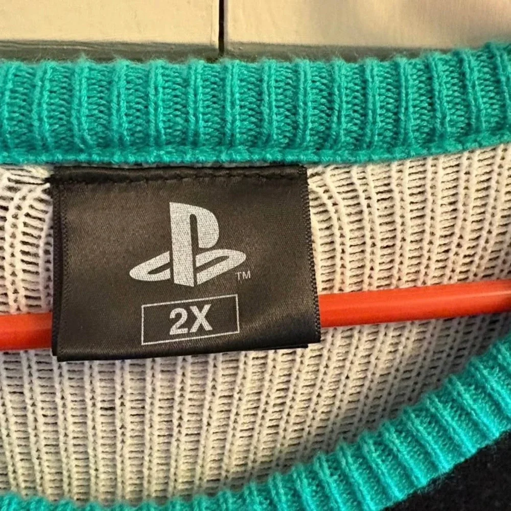 Playstation Ugly Christmas Sweater Fair Isle Controller Symbols Mens 2X Black